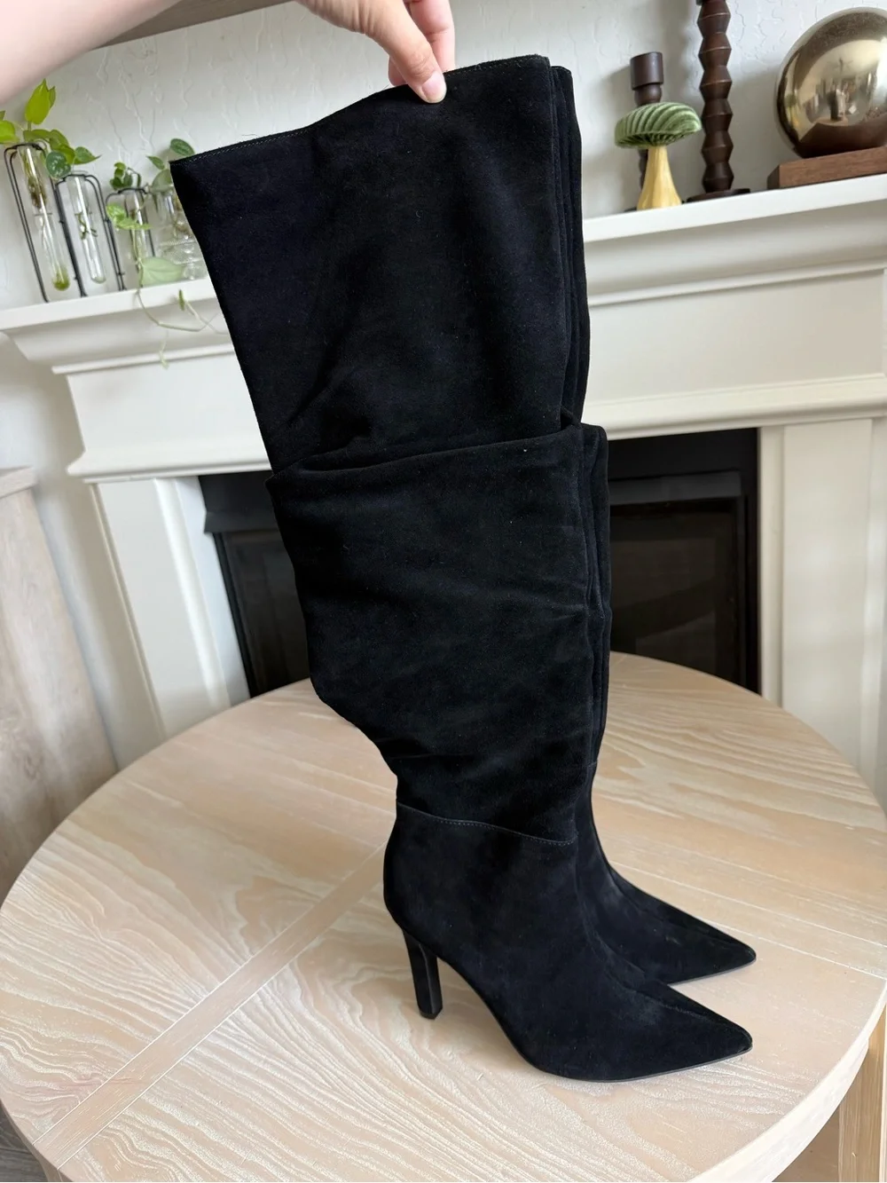 Genuine Suede Black Over-the-Knee Pointed Toe Stiletto Boots OATLIN,Slouchy•NWT